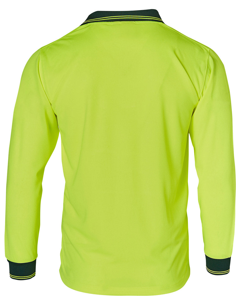 High Visibility Long Sleeve Polo - FluoroYellow/Bottle - Back