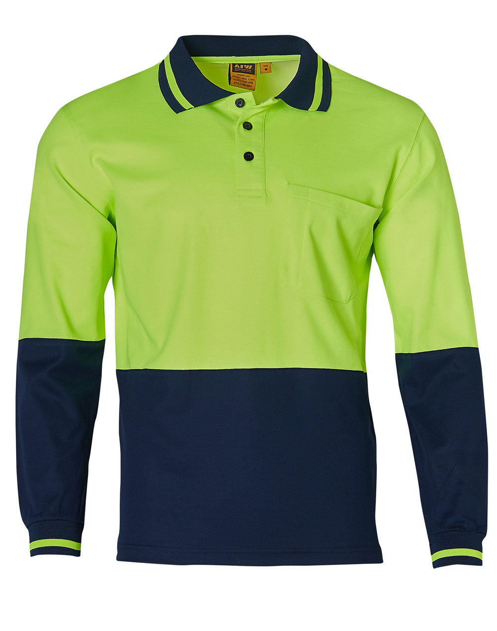 Safety Polo - FluoroYellow/Navy - Front