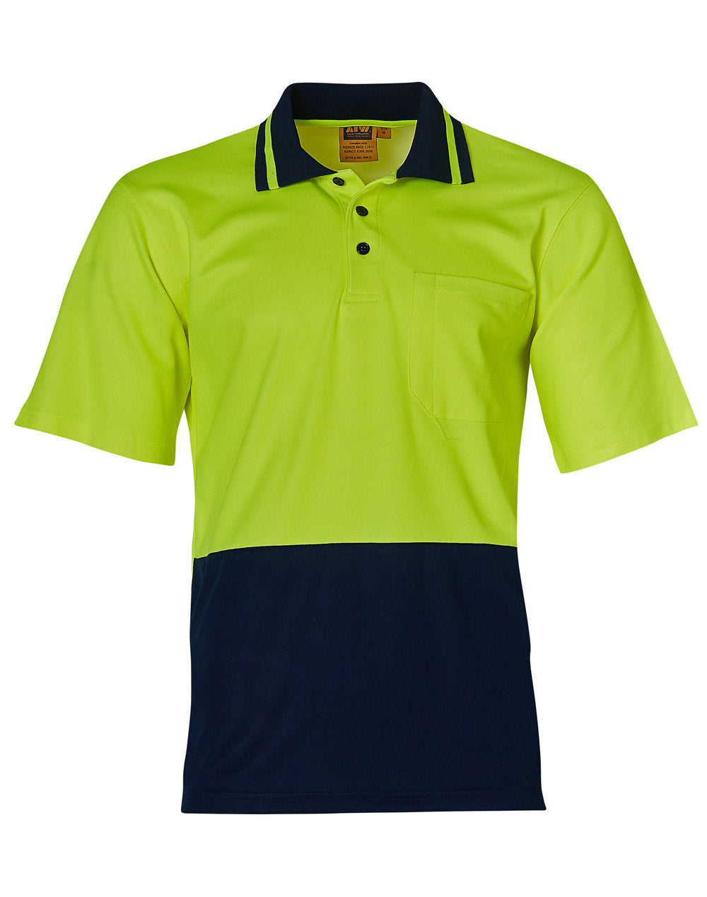 Safety Polo - FluoroYellow/Navy - Front