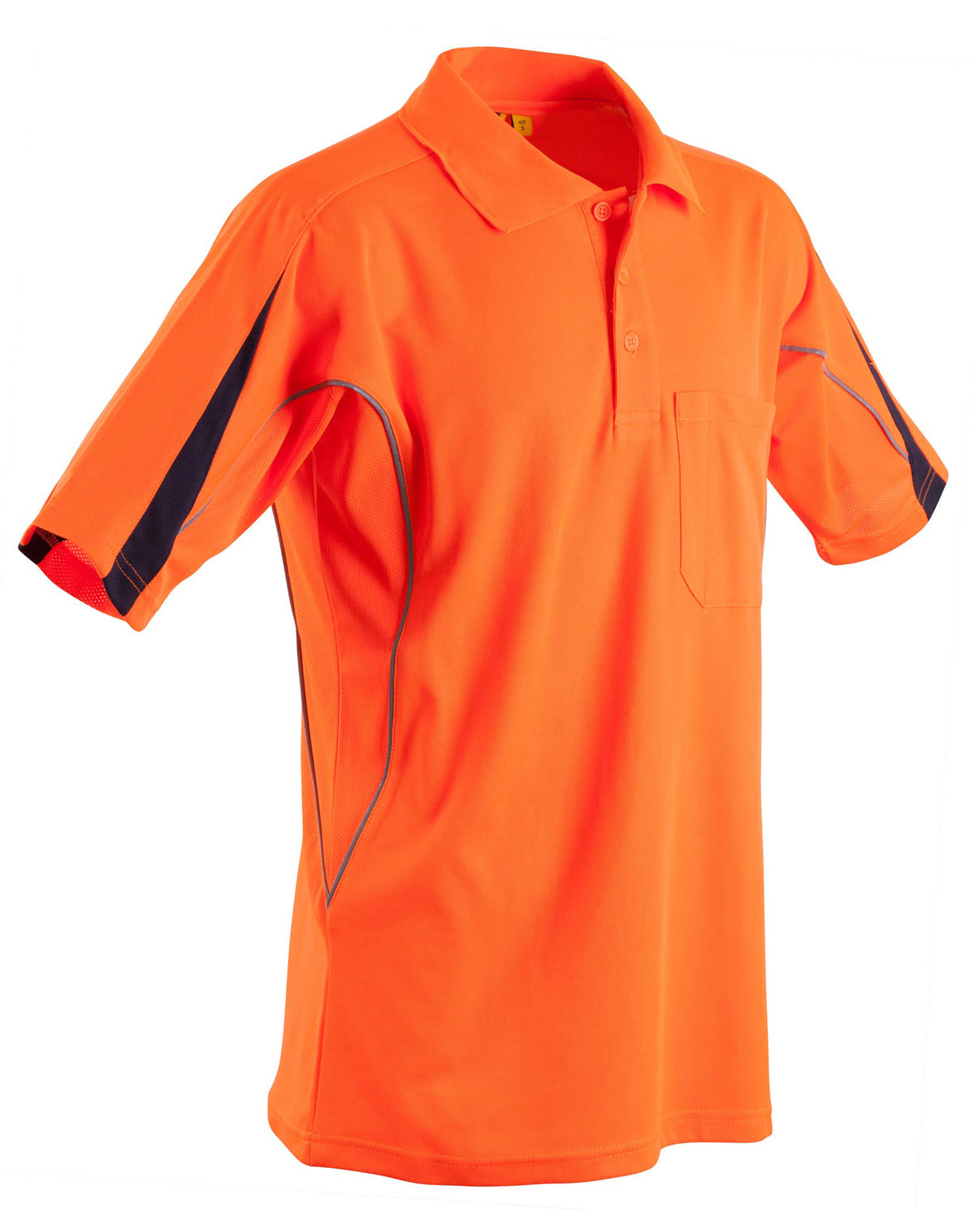 Hi-Vis Legend Short Sleeve Polo Mens' - Orange/Navy - Front