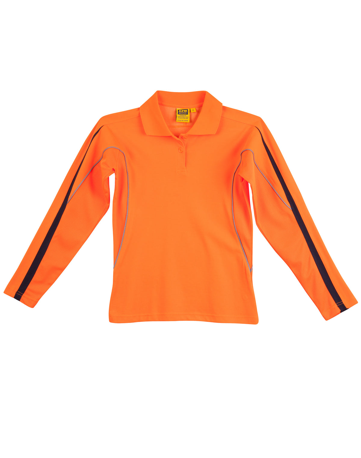 Hi-Vis Legend Long Sleeve Polo Ladies' - Orange/Navy - Front