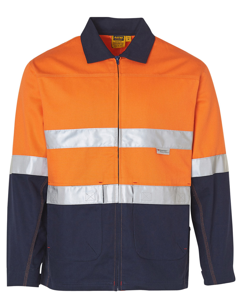 Hi-Vis Cotton Jacket with 3M Tapes - Orange/Navy