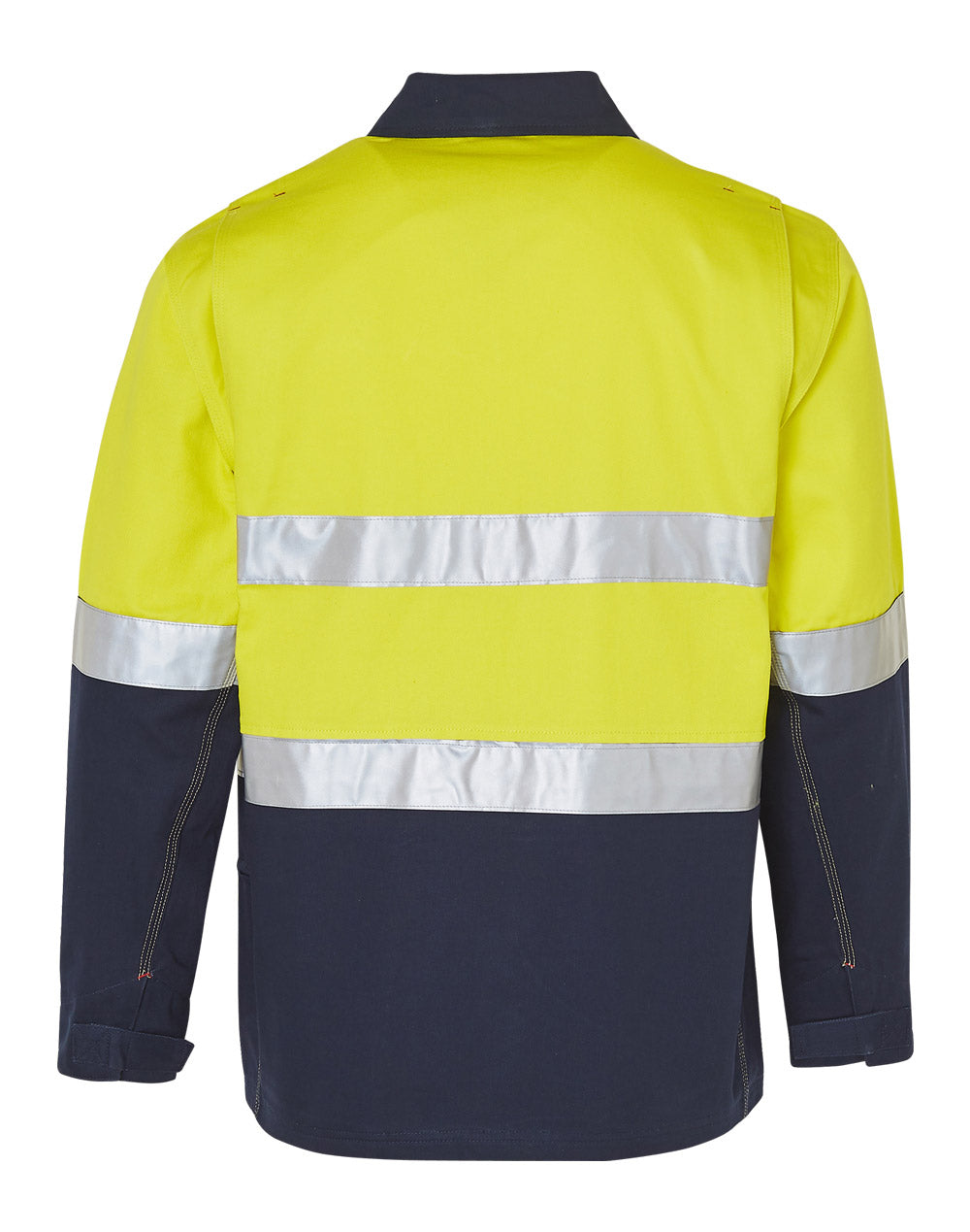 Hi-Vis Cotton Jacket with 3M Tapes - Yellow/Navy - Back