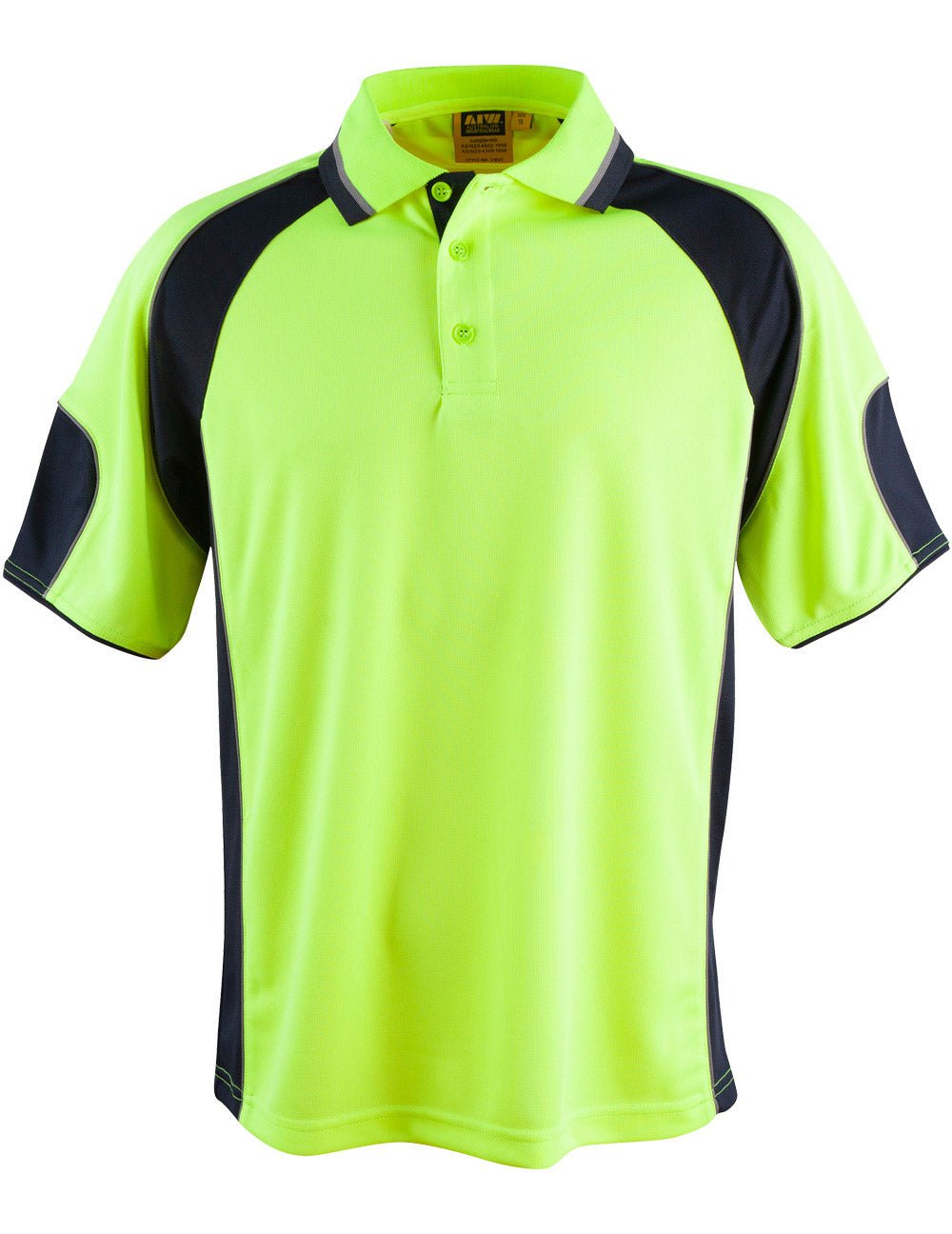Hi-Vis Polo - Unisex - FluoroYellow/Navy - Front