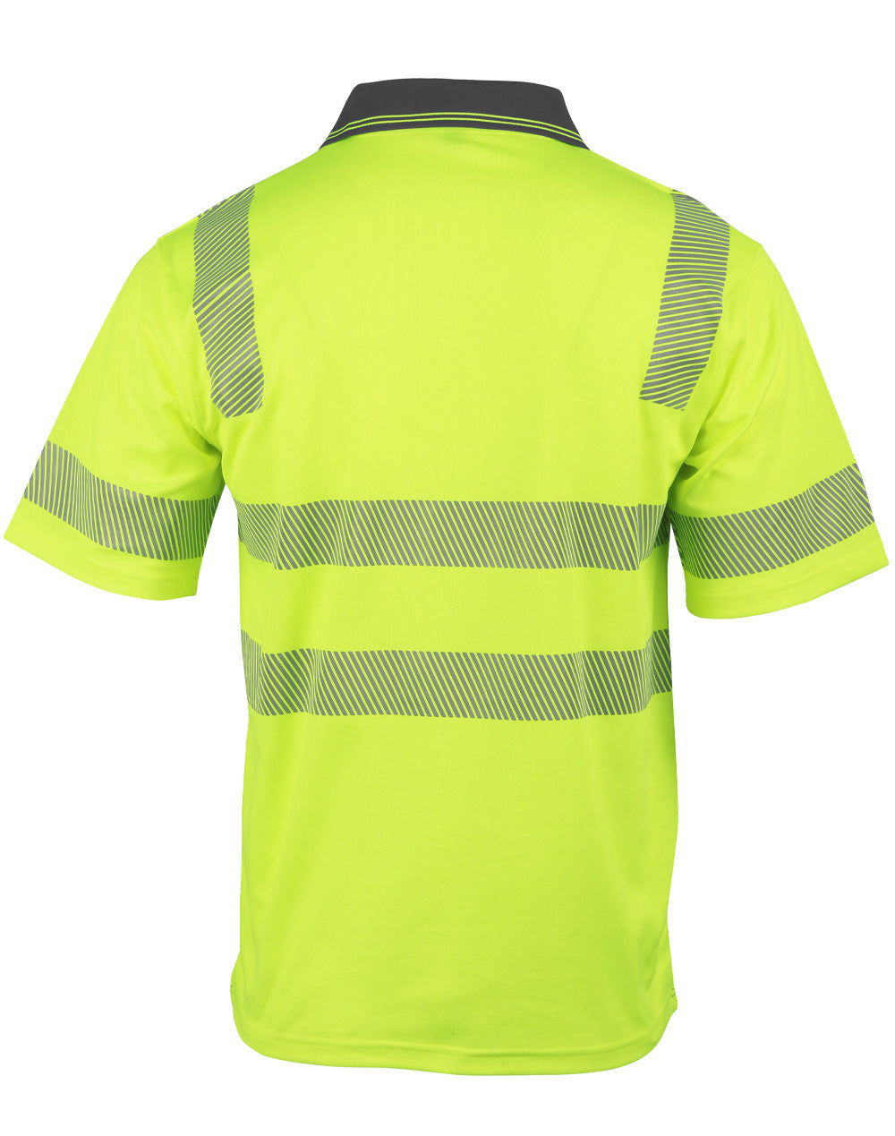 Unisex Truedry® Biomotion Segmented Ss Safety Polo - Yellow/Charcoal - Back