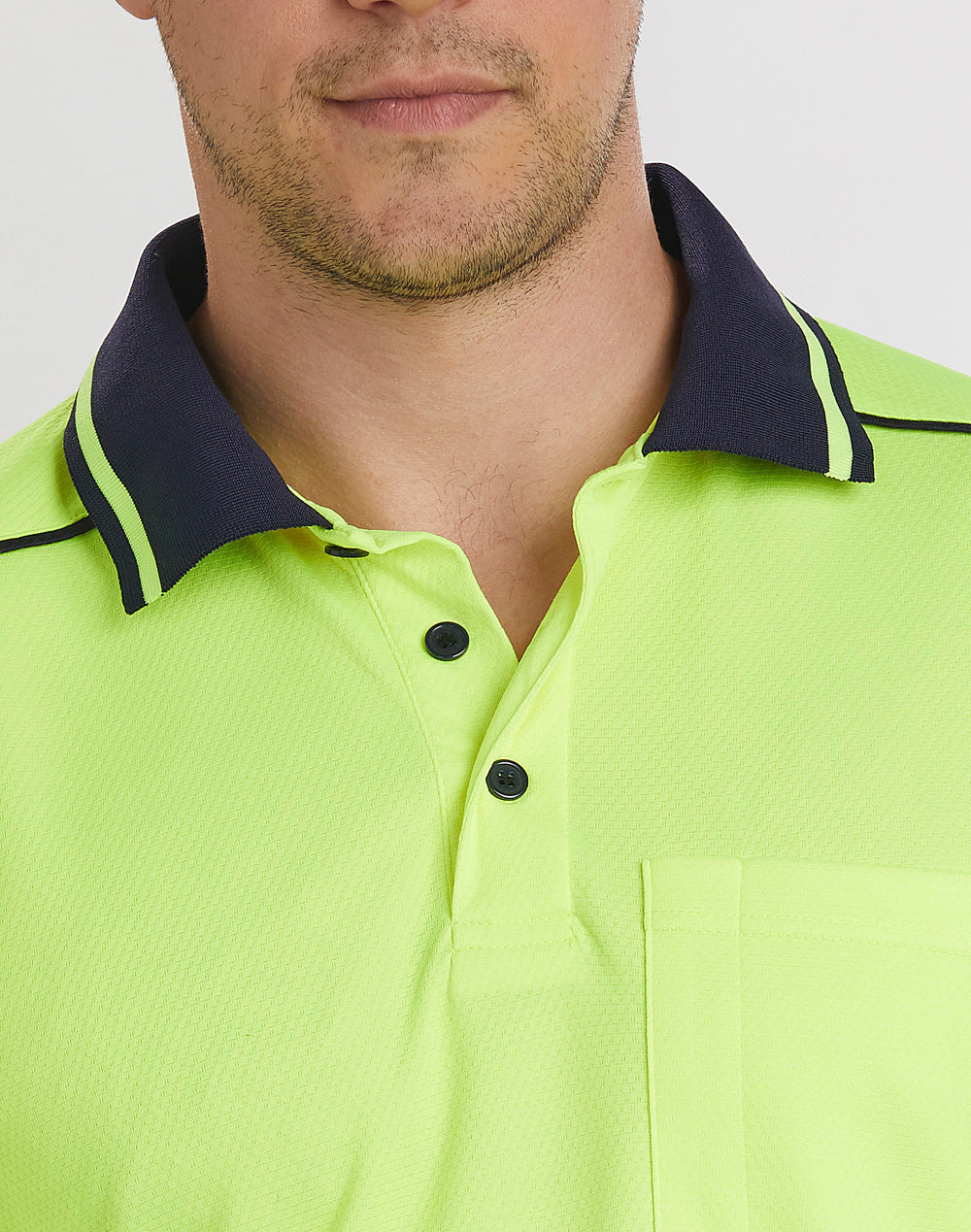 Unisex Hi-Vis Bamboo Charcoal Ss Polo - Yellow/Navy - View