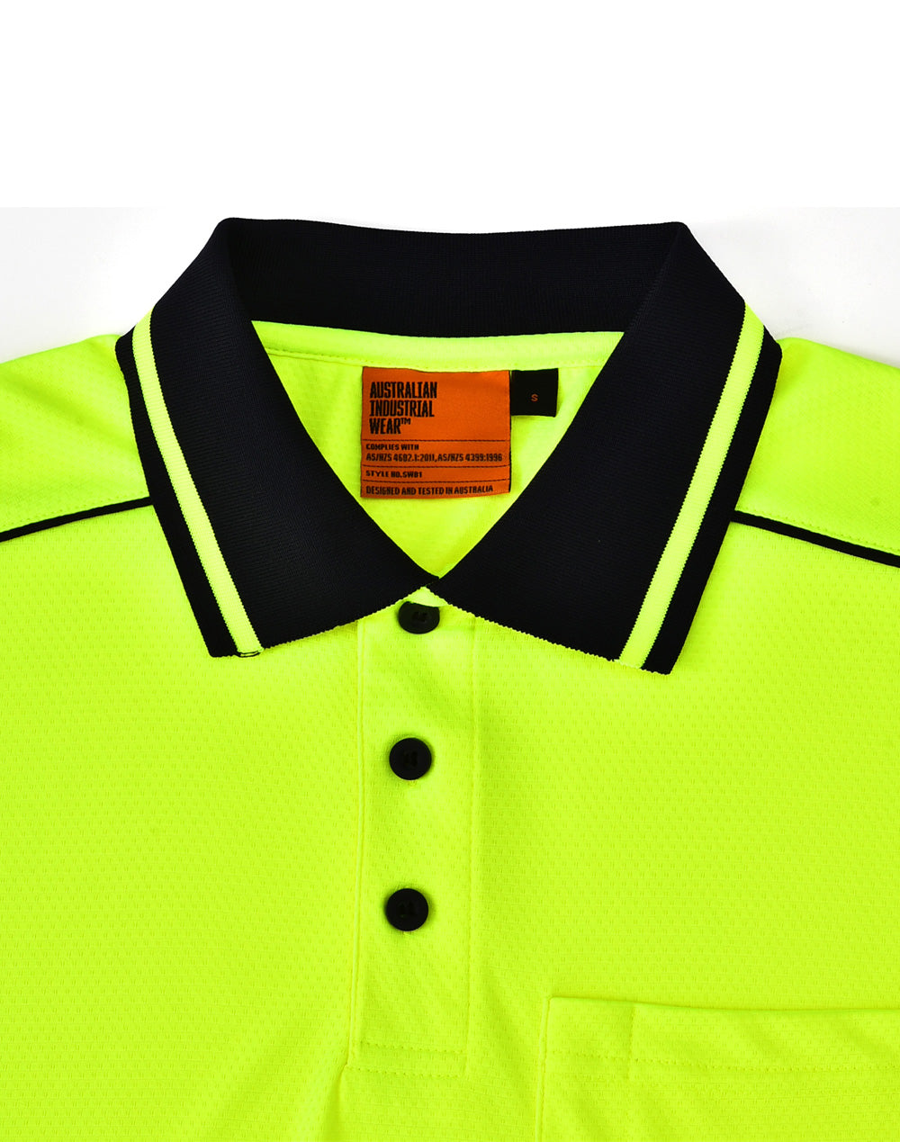 Unisex Hi-Vis Bamboo Charcoal Ss Polo - Yellow/Navy - View