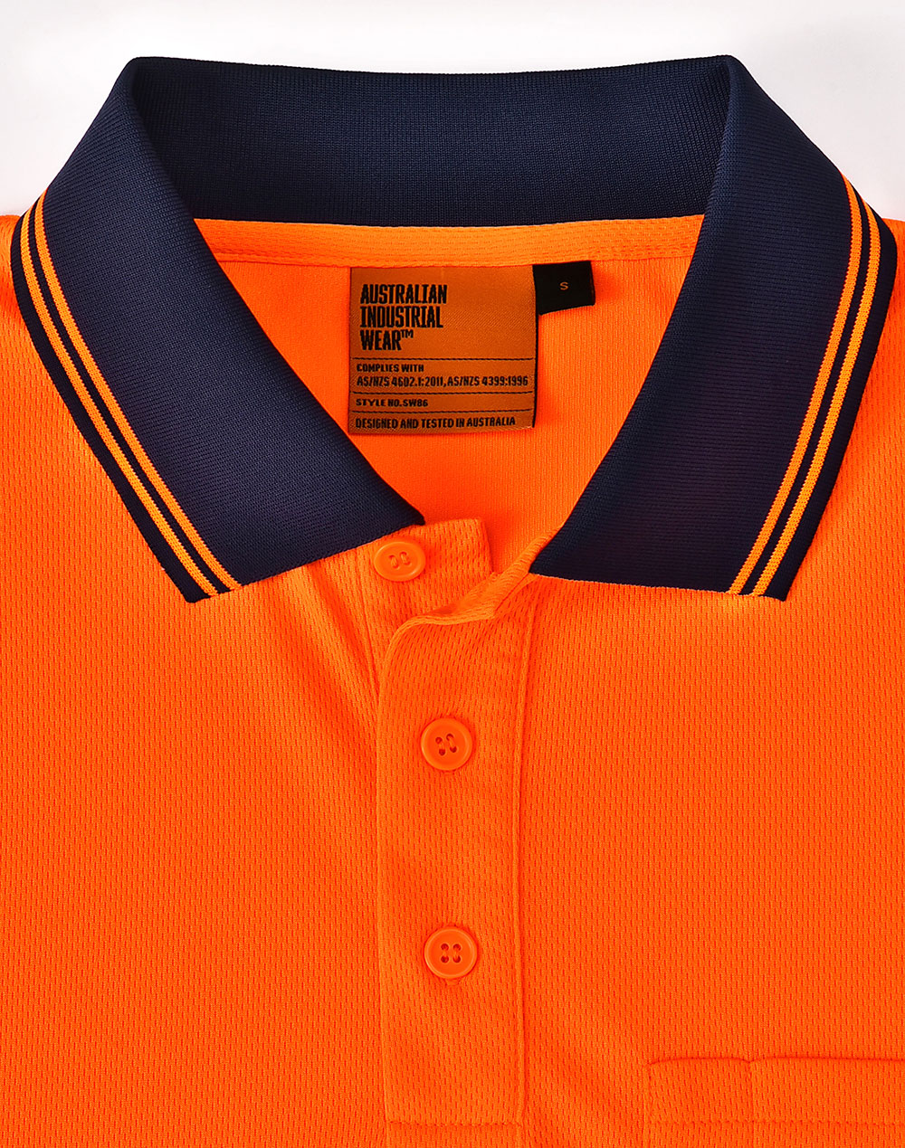 Unisex Cooldry® Segmented Ls Polo - Orange/Navy - View