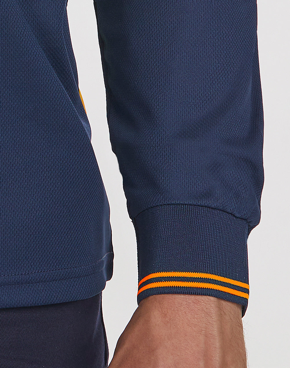 Unisex Cooldry® Segmented Ls Polo - Orange/Navy - View