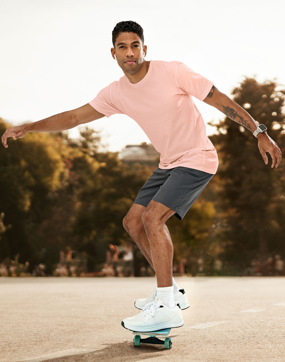 Premium Cotton Tee Shirt Mens - Pale Pink - View