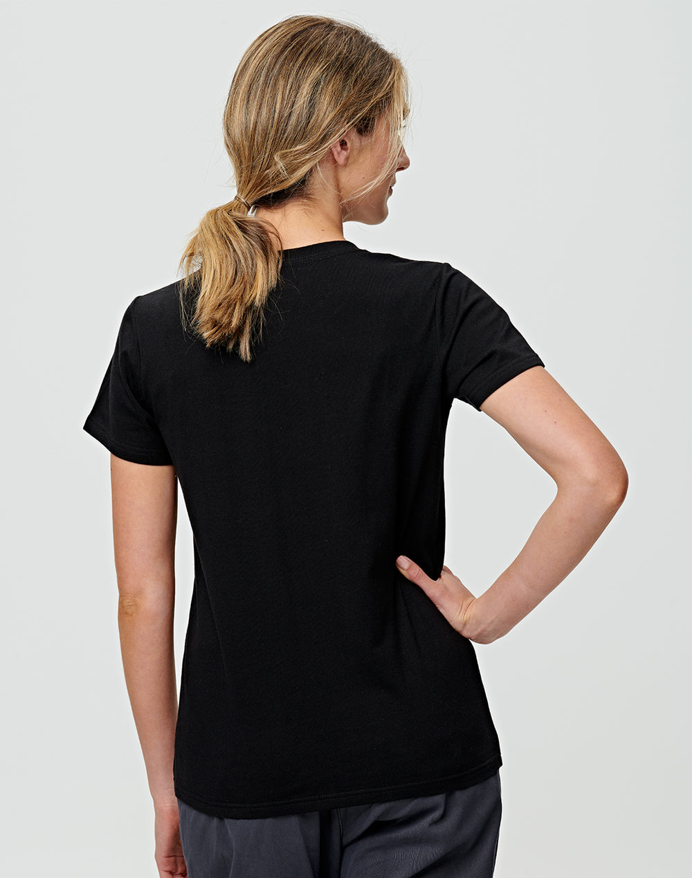 Premium Cotton Tee Shirt Ladies - Black - Back