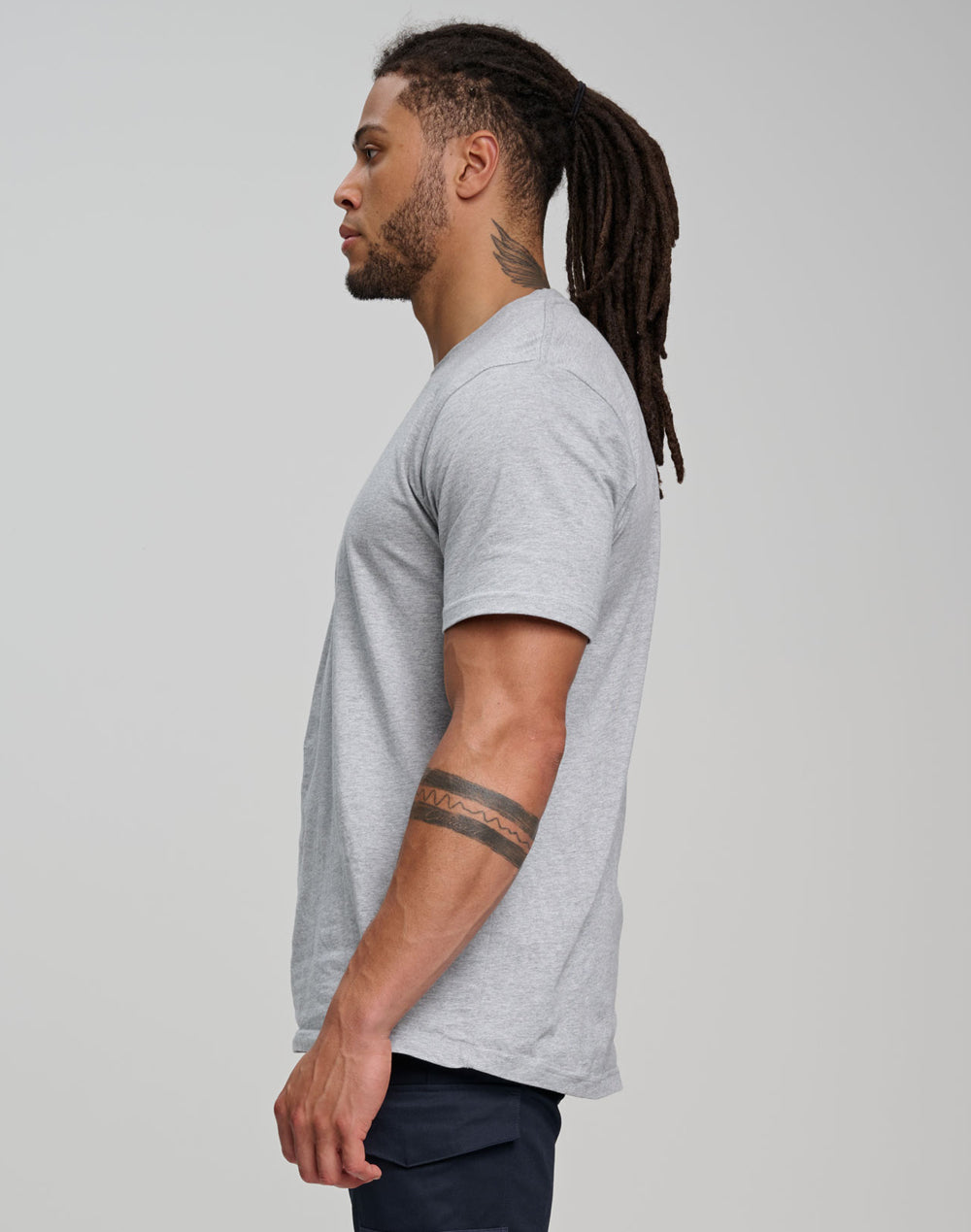 Premium Cotton Face Tee Men's - Marl Grey - Model