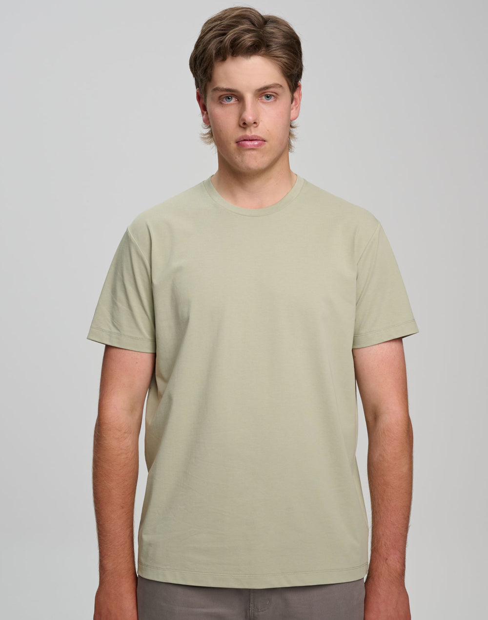 Premium Cotton Face Tee Men's - Pistachio - Model