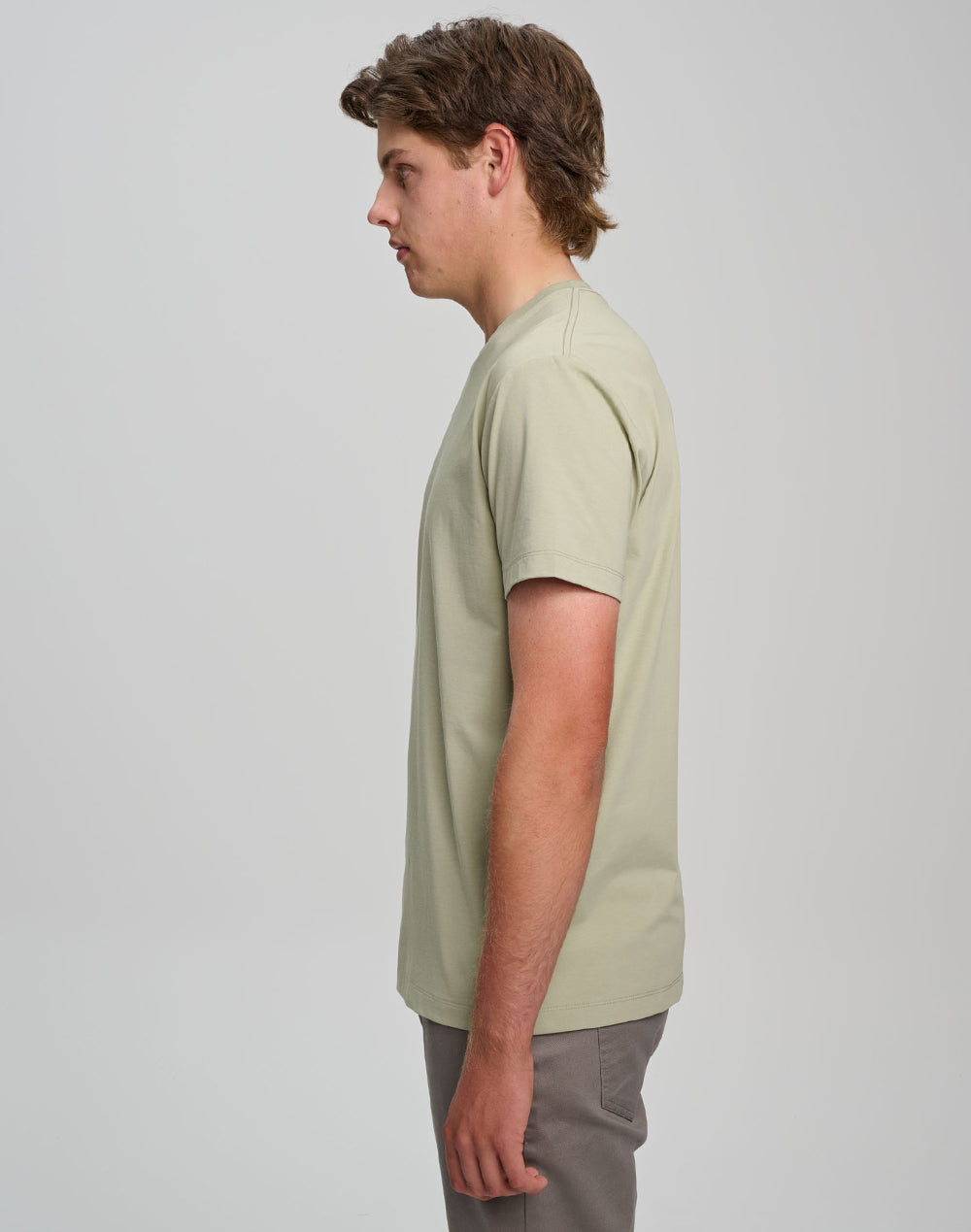 Premium Cotton Face Tee Men's - Pistachio - Model