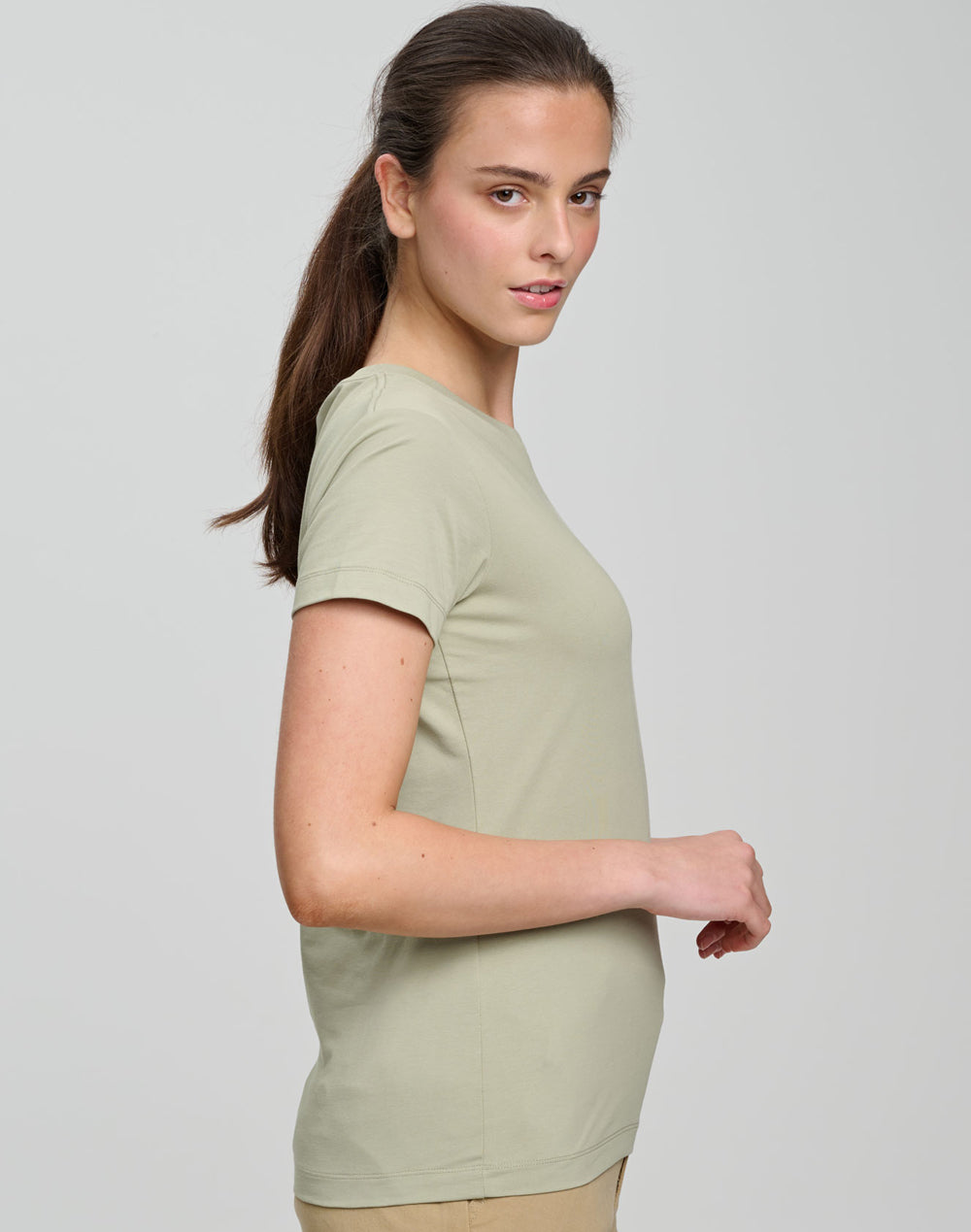 Premium Cotton Face Tee Ladie's - Pistachio - View