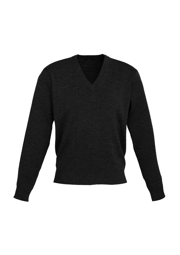 Woolmix Mens Knit Pullover - Black - Front