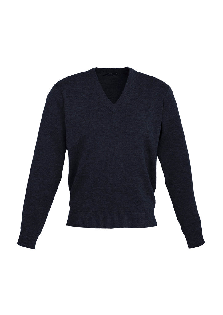 Woolmix Mens Knit Pullover - Navy - Front