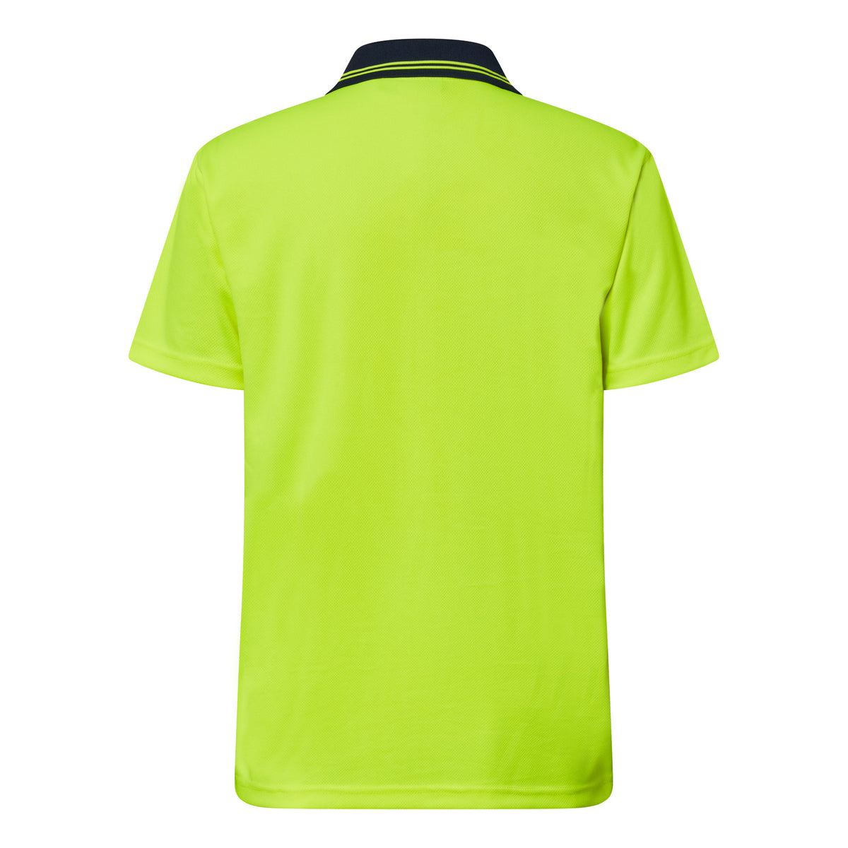 Hi Vis Short Sleeve Micromesh Polo with Pocket - Yellow/Navy - Back