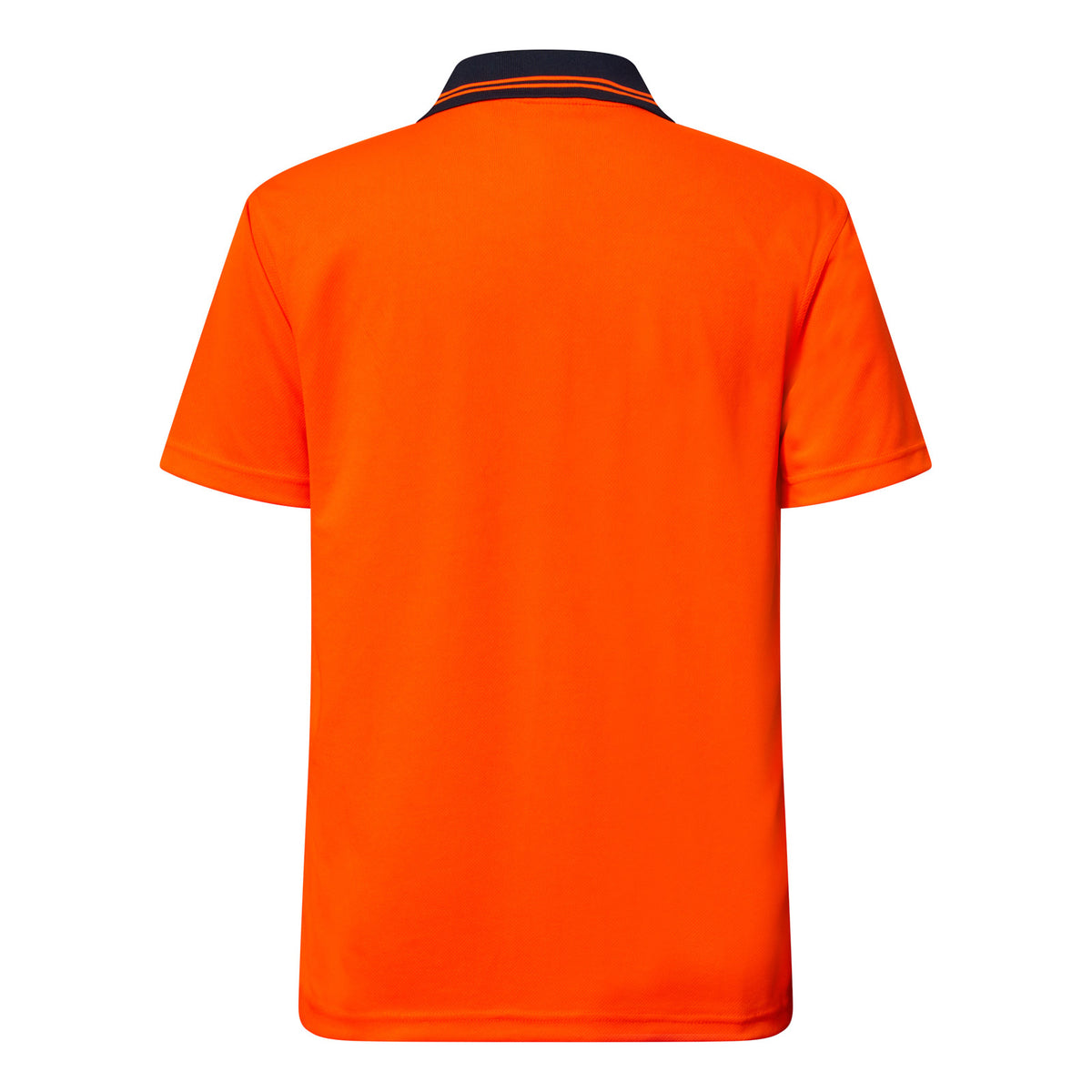 Hi Vis Short Sleeve Micromesh Polo with Pocket - Orange/Navy - Back