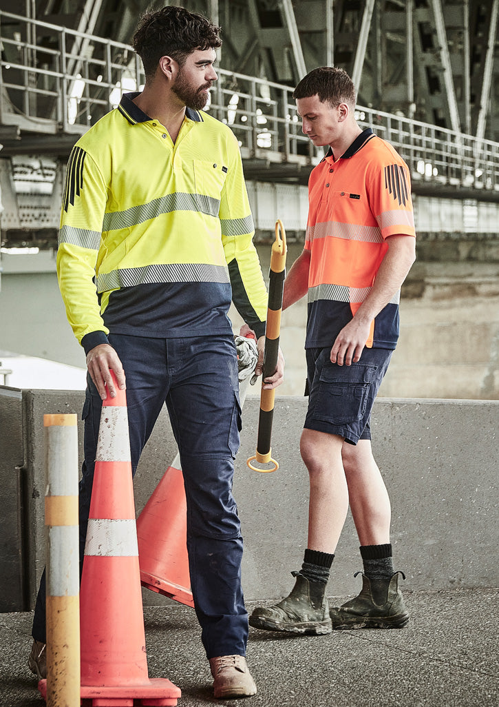 Mens Hi Vis Flux Segmented Tape Long Sleeve Polo 4
