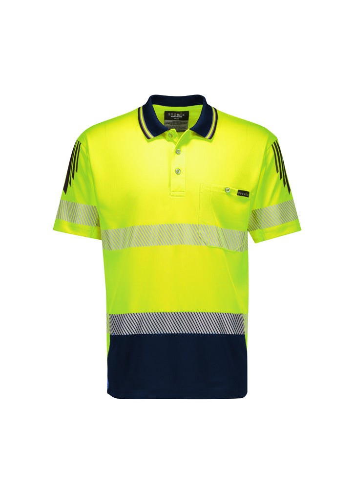 Mens Hi Vis Flux Segmented Tape Short Sleeve Polo 6