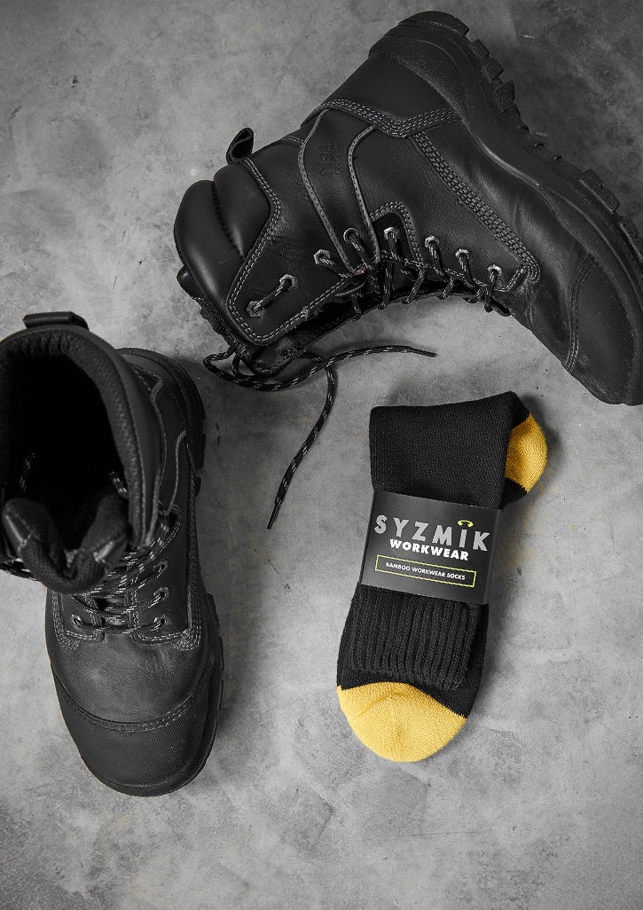 Bamboo Work Socks (3 Pack) - Black/Yellow - Model
