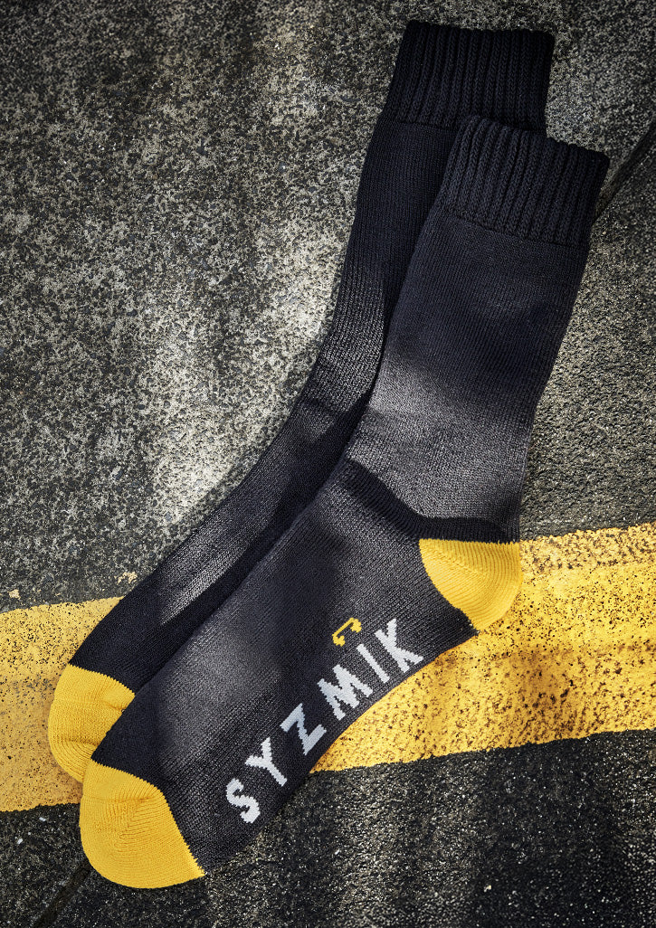 Bamboo Work Socks (3 Pack) - Black/Yellow - Model