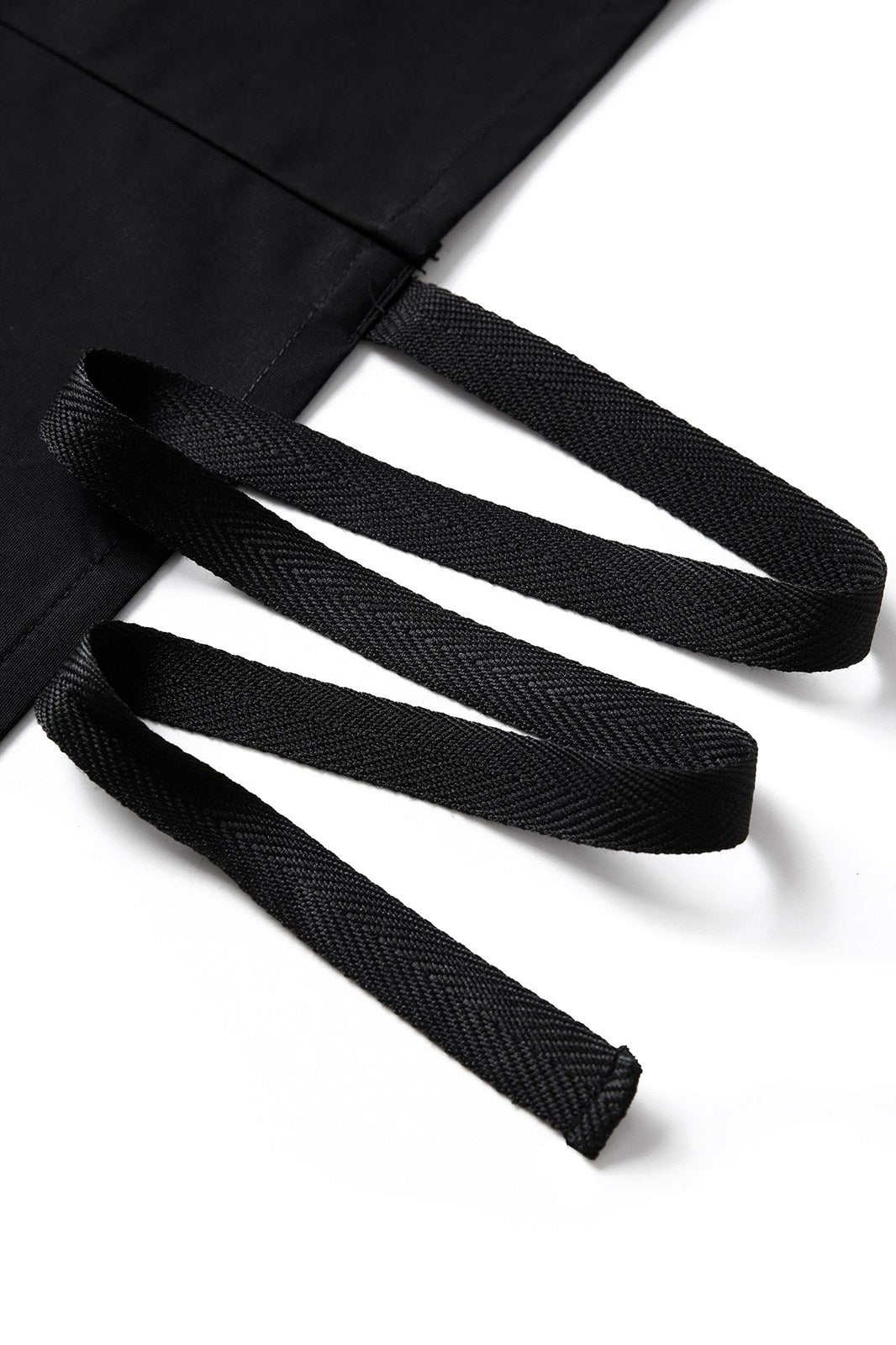 Long Waist Apron - 100% Cotton Canvas - Black - View