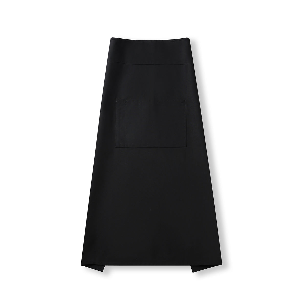 Long Waist Apron - 100% Cotton Canvas - Black - Front