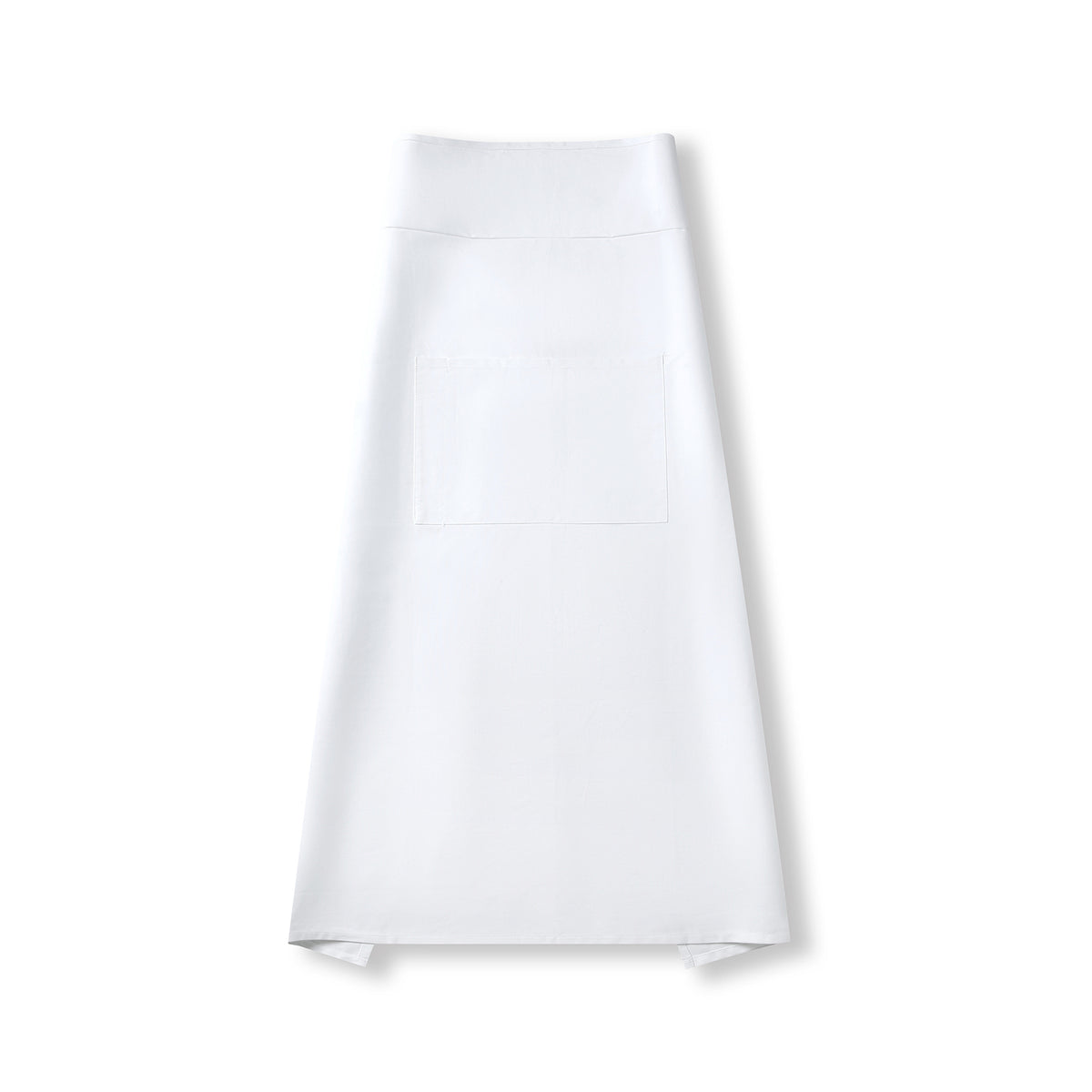 Long Waist Apron - 100% Cotton Canvas - White - Front