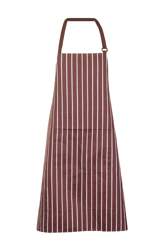 Stripe Apron - Full Bib - Brown/White - Front
