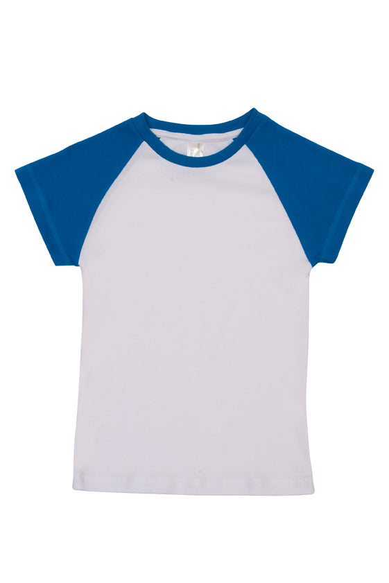 Babies Raglan T-shirt - White/Azure - Front