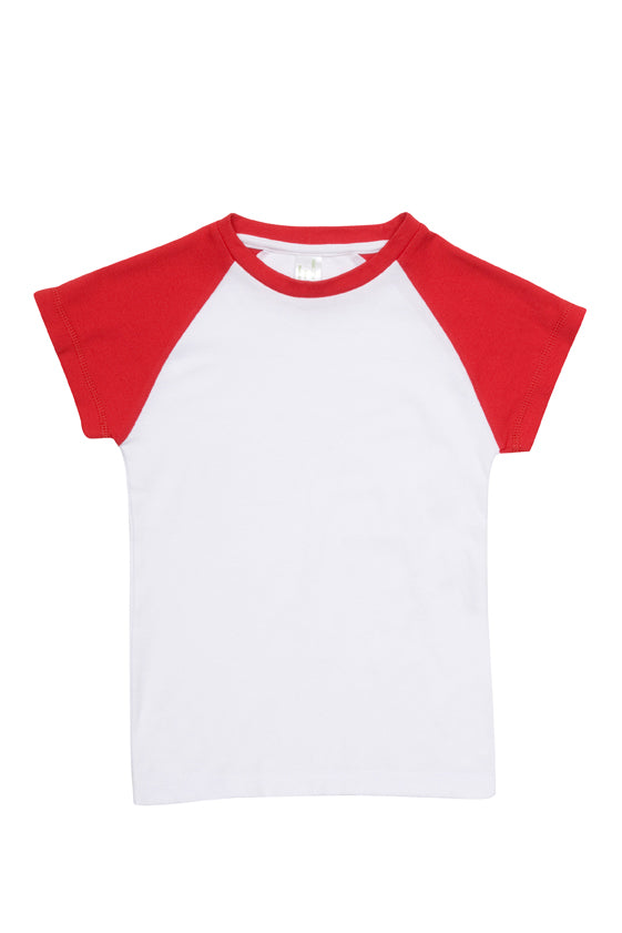 Babies Raglan T-shirt - White/Red - Front