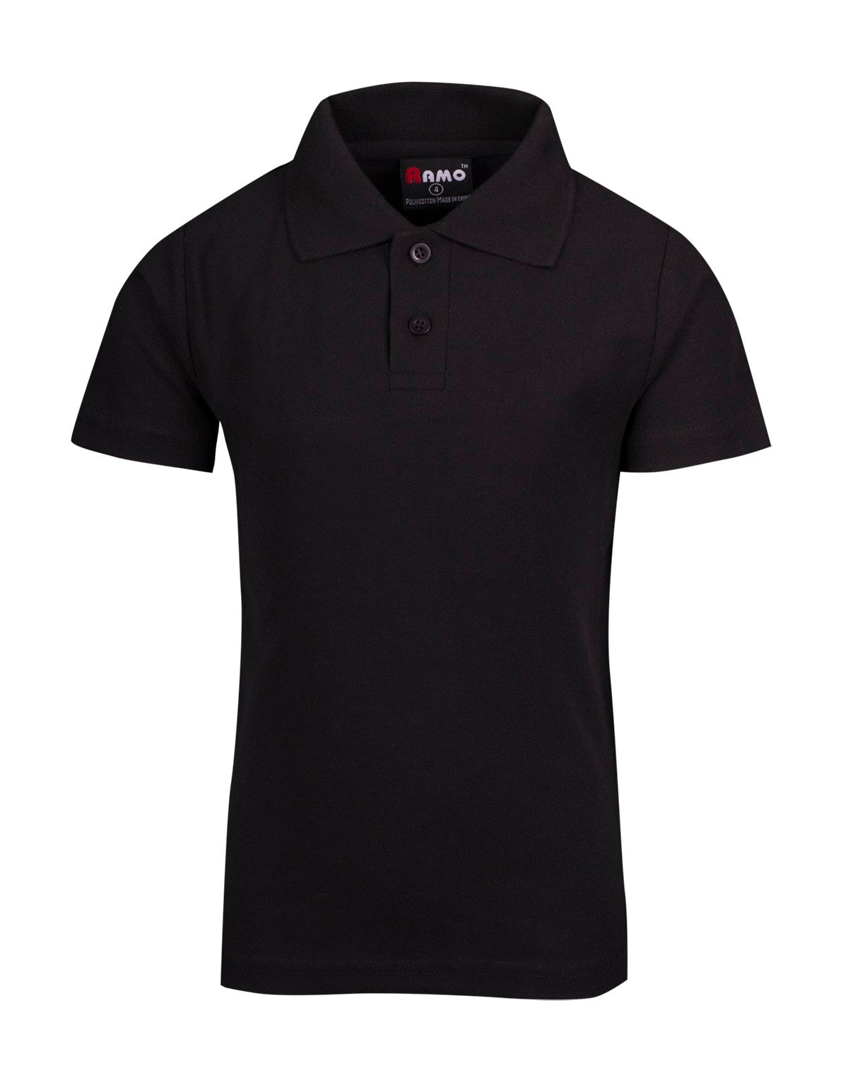 Kid's Pique Polo - Black - Front