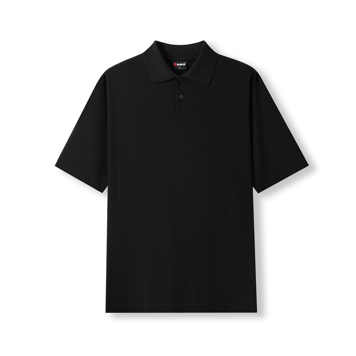 Men's Cotton Pique Knit Polo - Black - Front