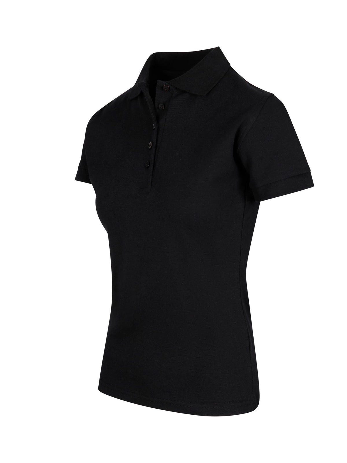 Womens 100% Cotton Pique Knit Polo - Black - Side