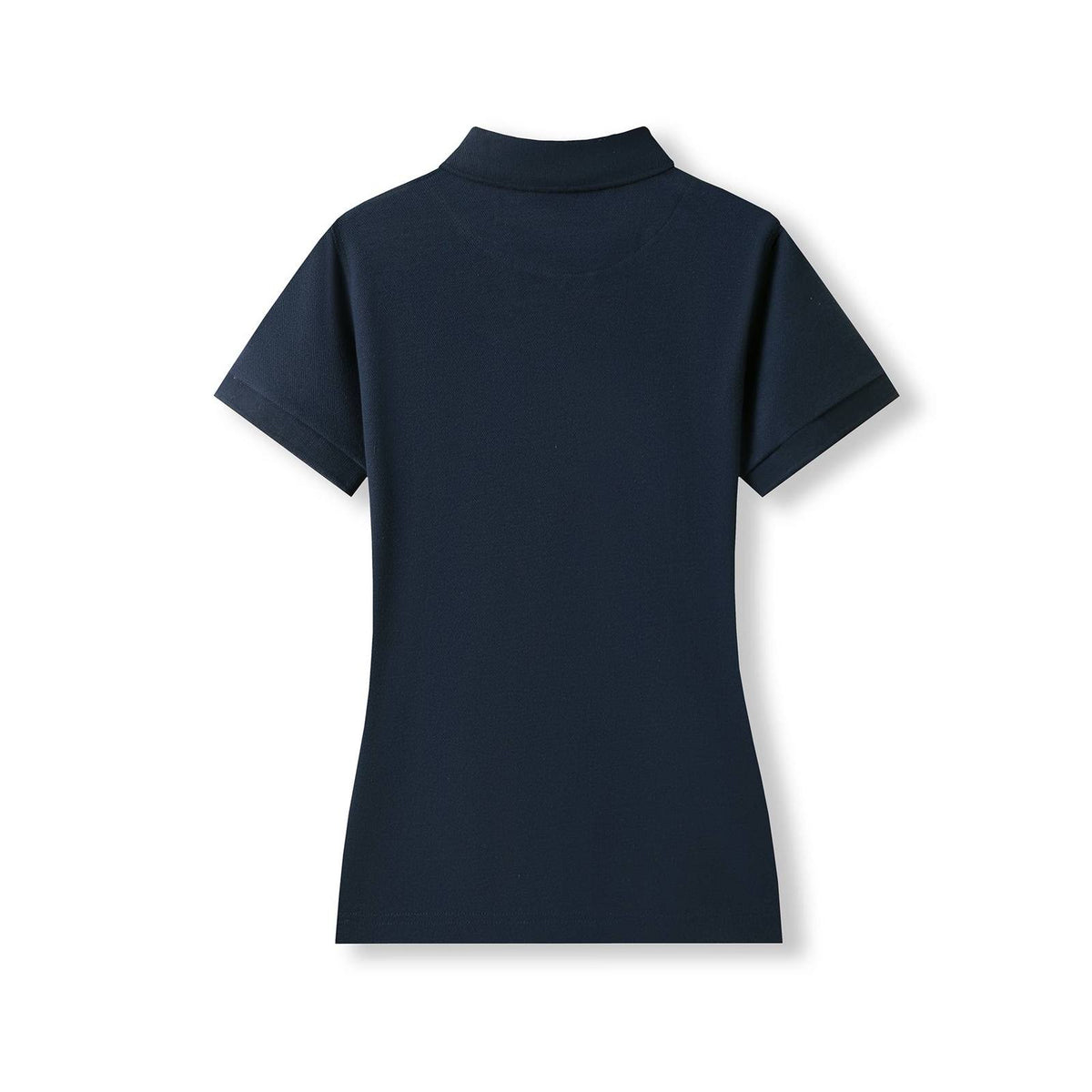 Womens 100% Cotton Pique Knit Polo - Navy Blue - Back