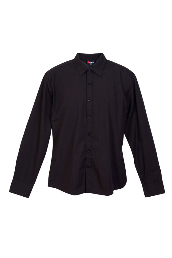 Mens Long Sleeve Shirts - Black - Front