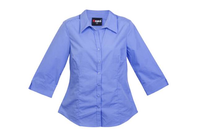 Womens 3/4 Sleeve Shirts - Mid Blue - Front