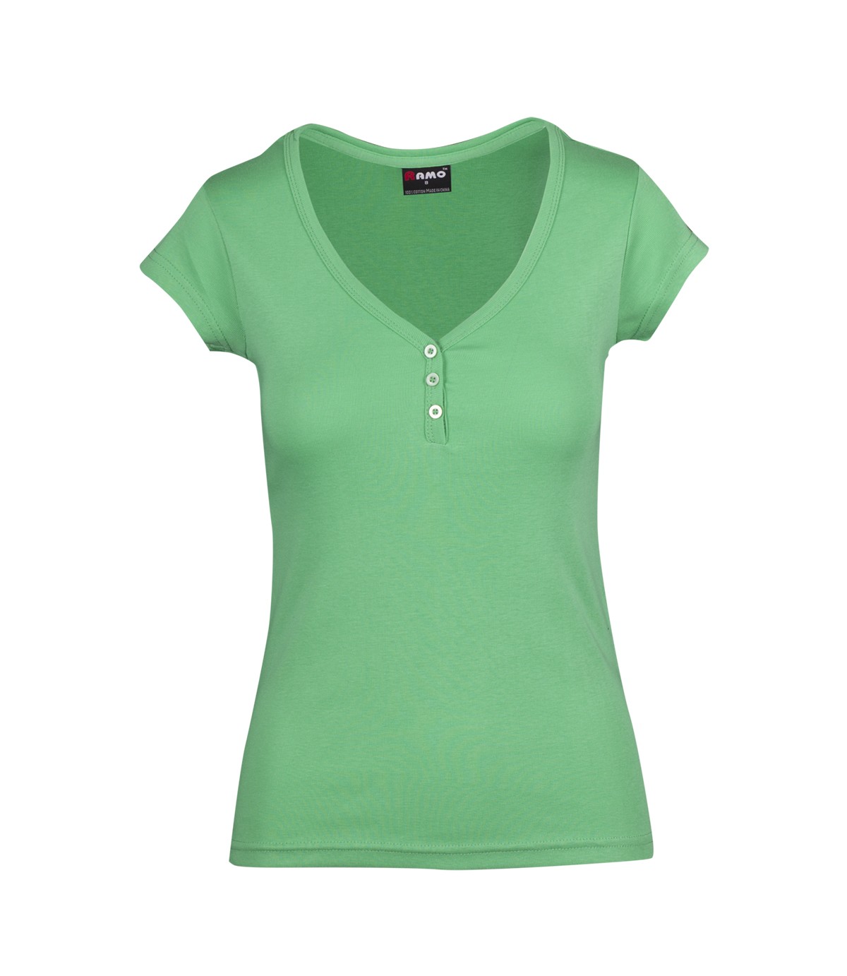 Women's Henley T-shirt - Emerald Green - Front