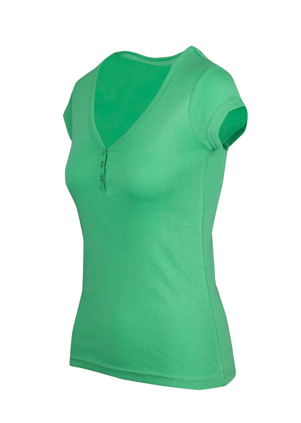 Women's Henley T-shirt - Emerald Green - Side