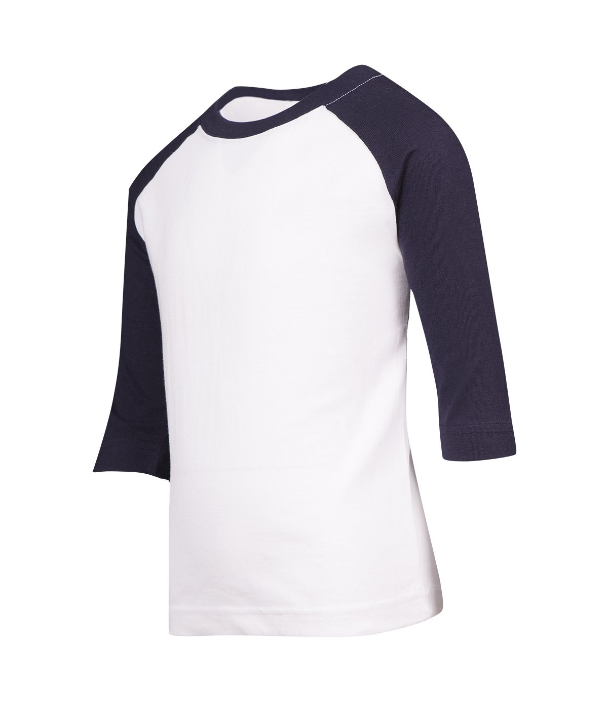 Kids 3/4 Raglan Sleeve T-shirt - White/Navy - Side