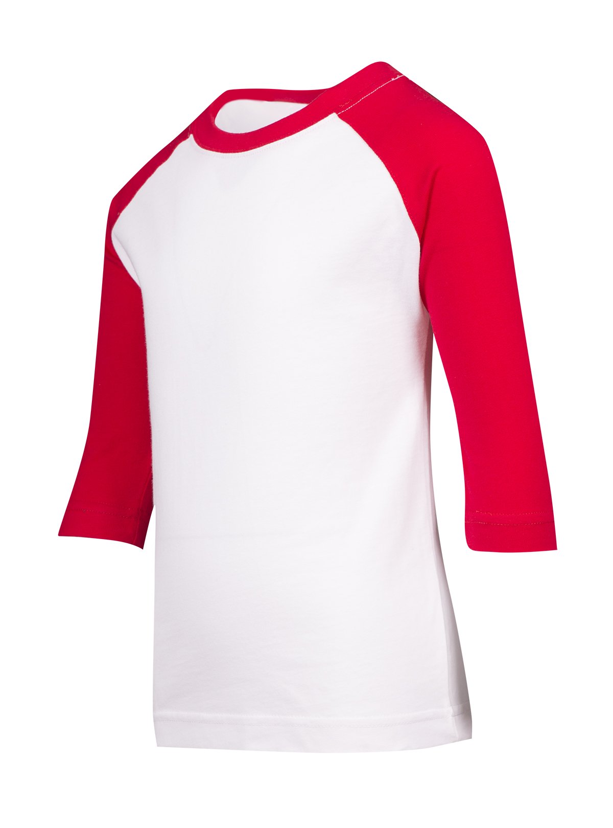 Kids 3/4 Raglan Sleeve T-shirt - White/Red - Side