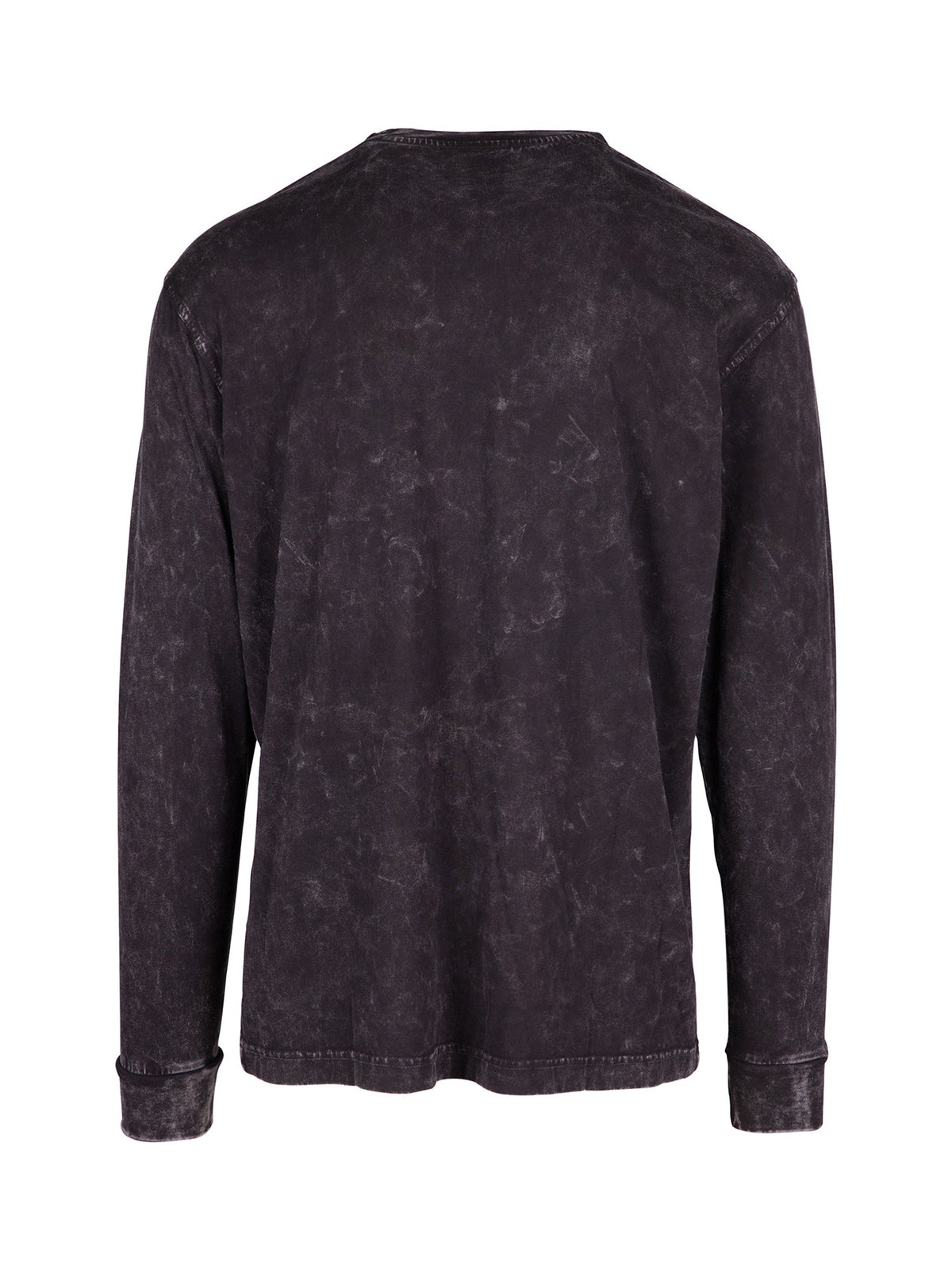 Men's / Unisex Stone Wash Long Sleeve T-shirt - Black - Back