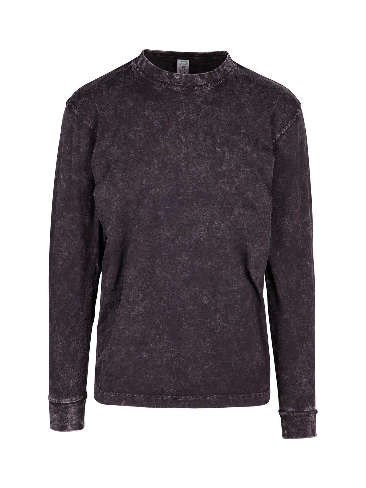 Men's / Unisex Stone Wash Long Sleeve T-shirt - Black - Front