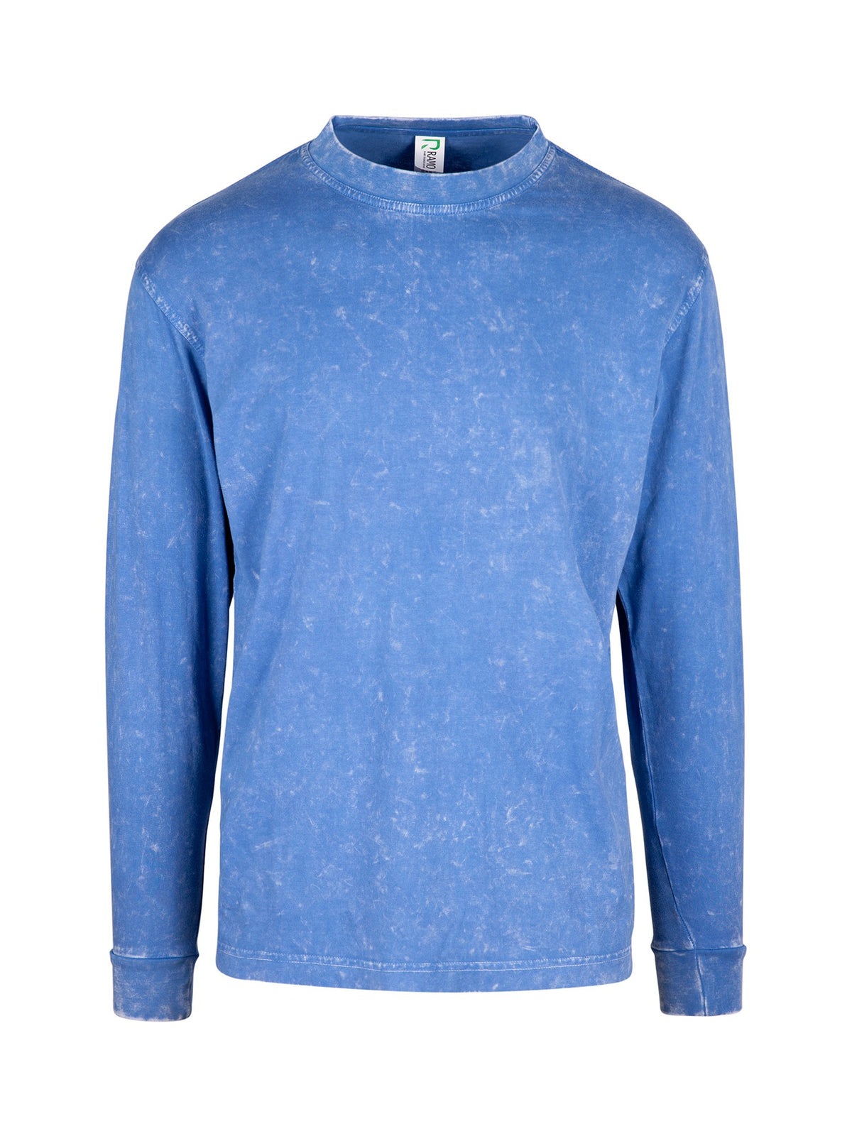 Men's / Unisex Stone Wash Long Sleeve T-shirt - Blue - Front