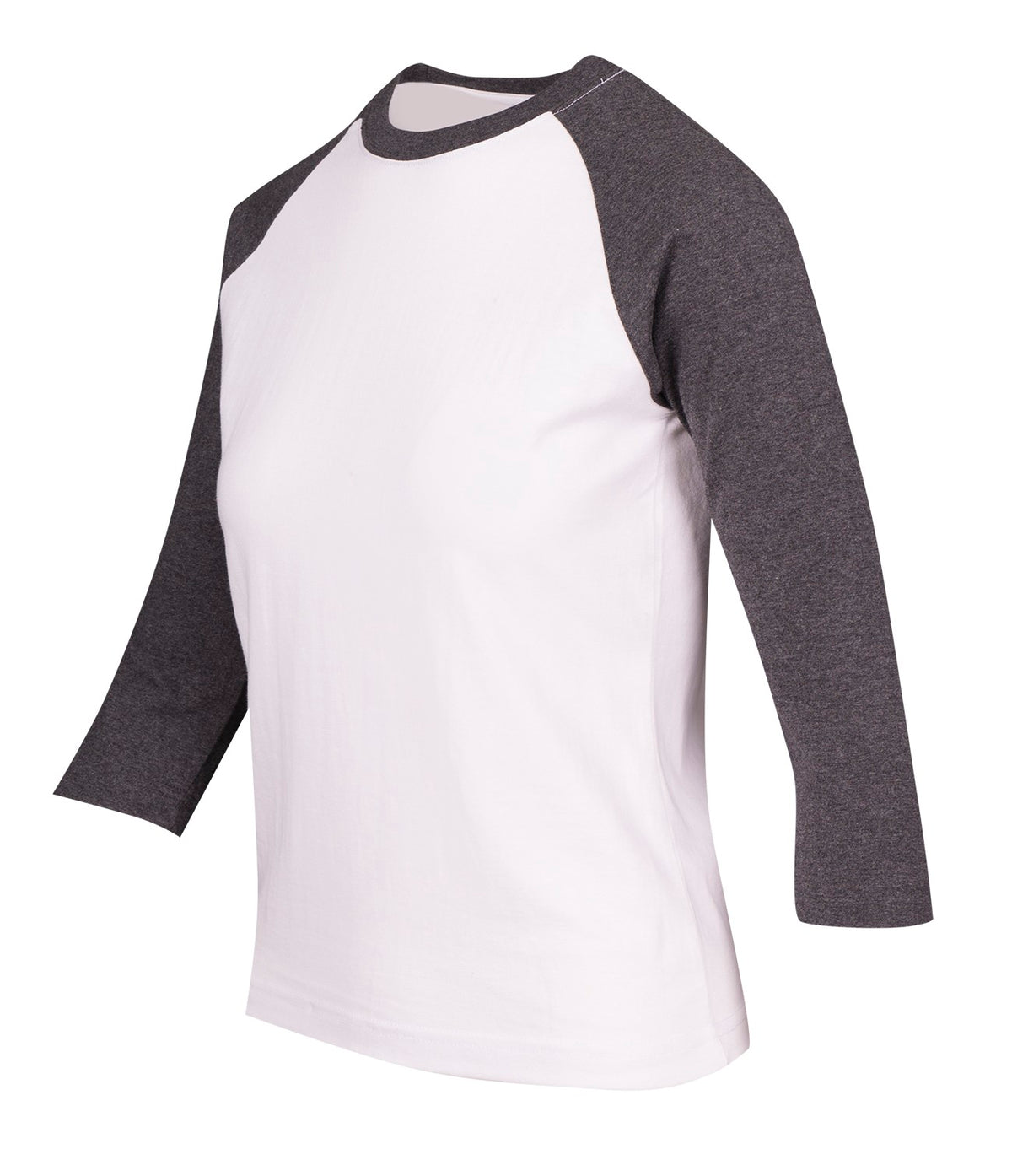 Women's 3/4 Sleeve Raglan T-shirt - White/Dark Marl - Side