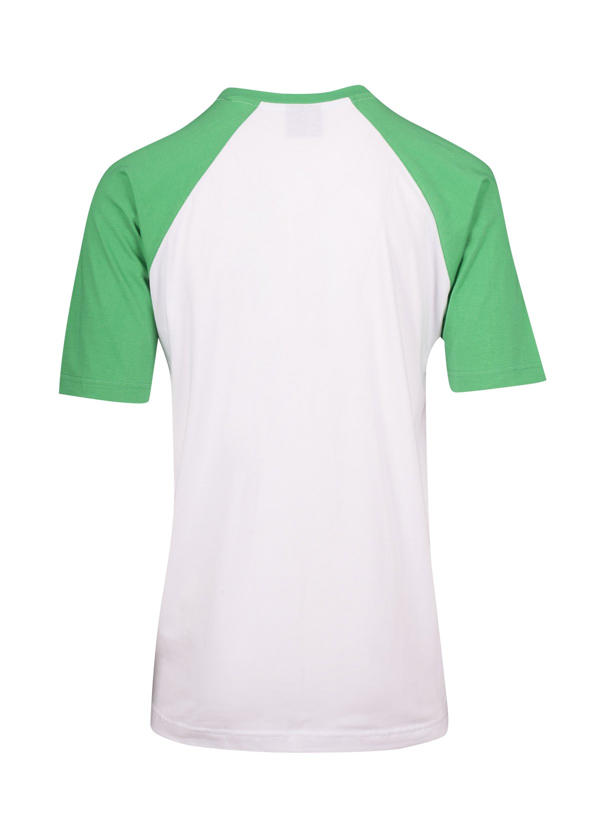 Men's / Unisex Raglan Sleeve Tee - White/Emerald Green - Back