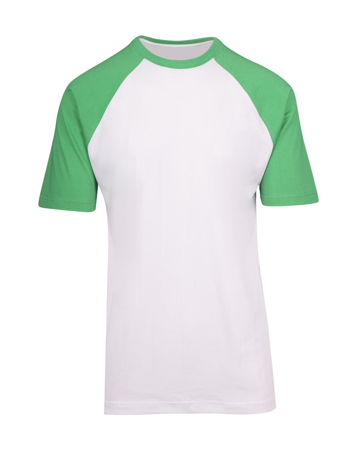 Men's / Unisex Raglan Sleeve Tee - White/Emerald Green - Front