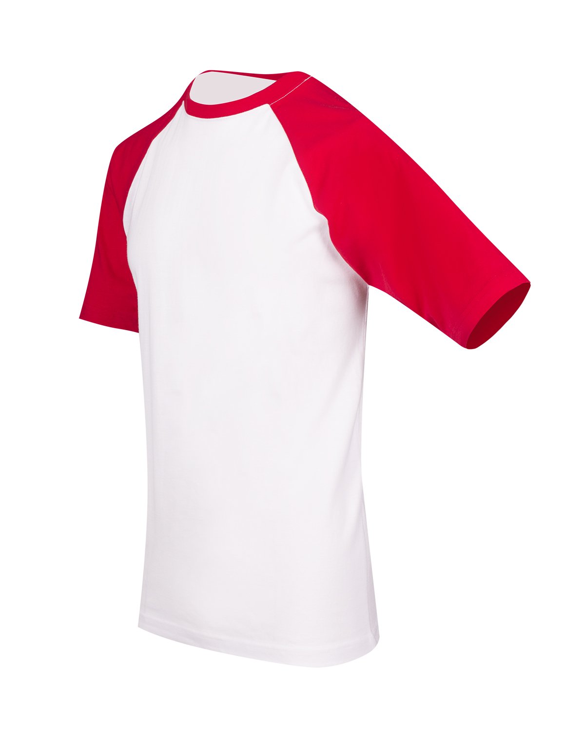 Men's / Unisex Raglan Sleeve Tee - White/Red - Side